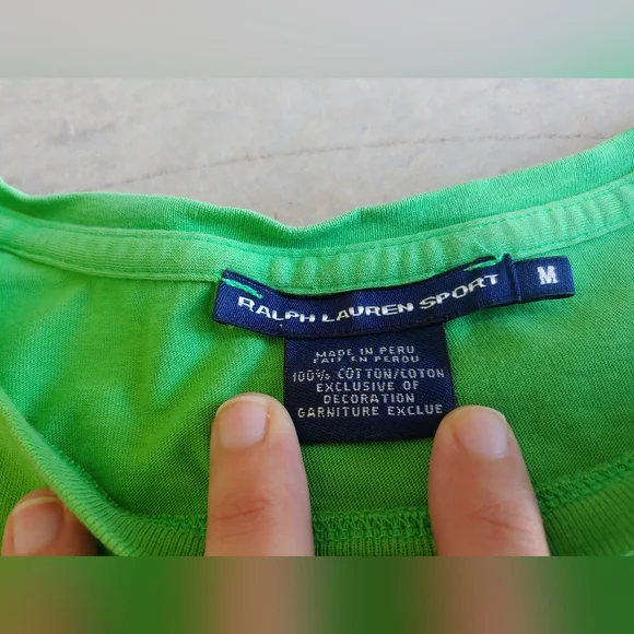 Ralph Lauren Sport Preppy Lime Green Pink Logo Vintage T-shirt Top - Picture 6 of 13
